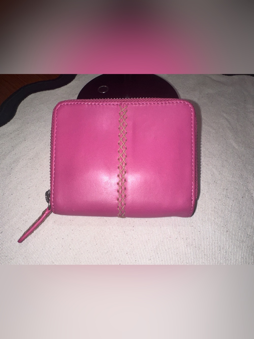 Sigrid Olsen Pink Leather Zip-Around Wallet | Suede Interior | Compact | EUC - Picture 2 of 12